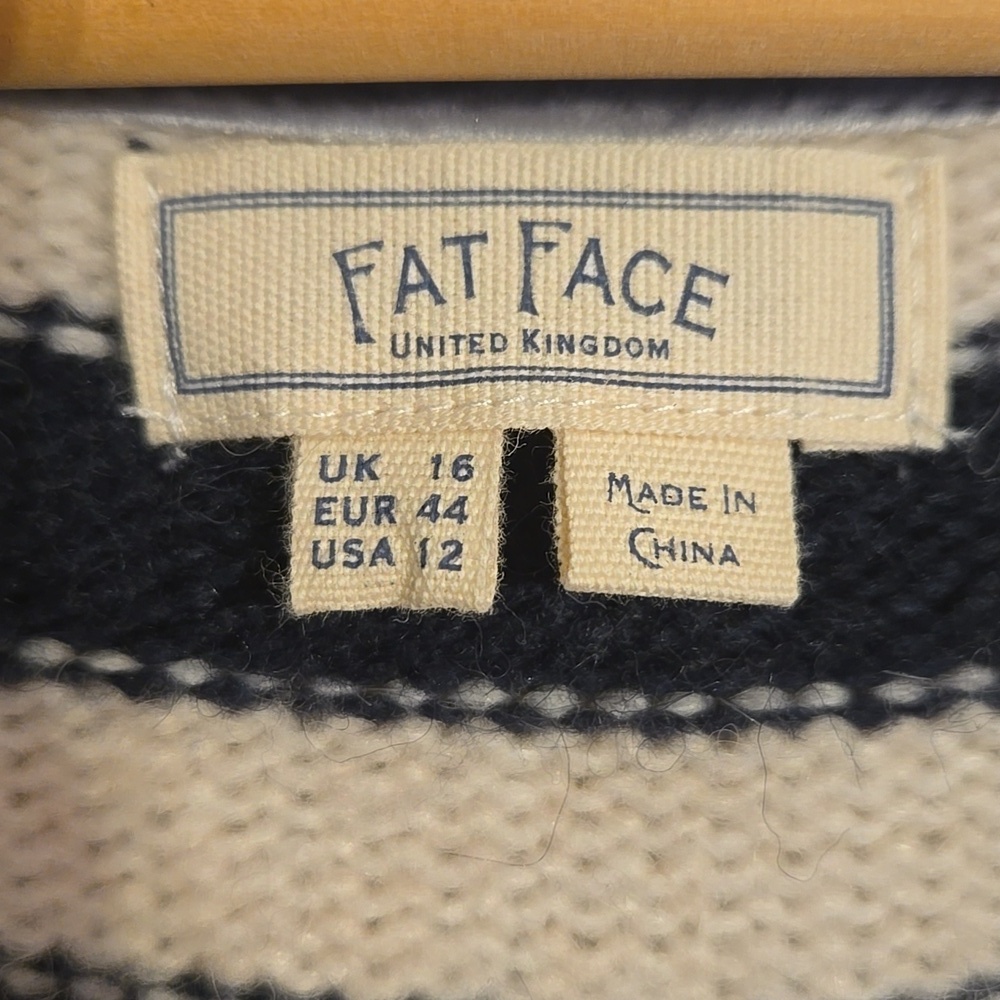 Fat Face Alpaca Heather Stripe V-Neck Button Front Sweater Cardigan NWOT - Picture 11 of 13